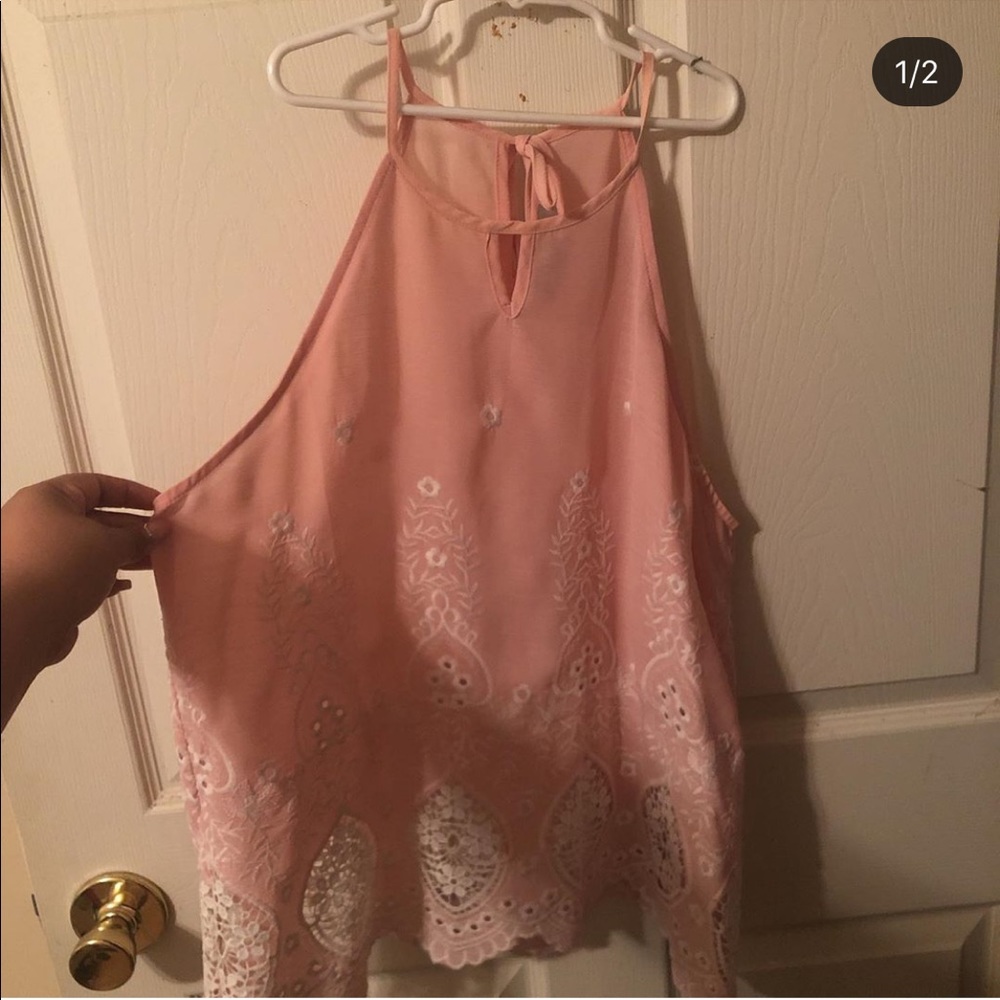 Pink shirt with straps